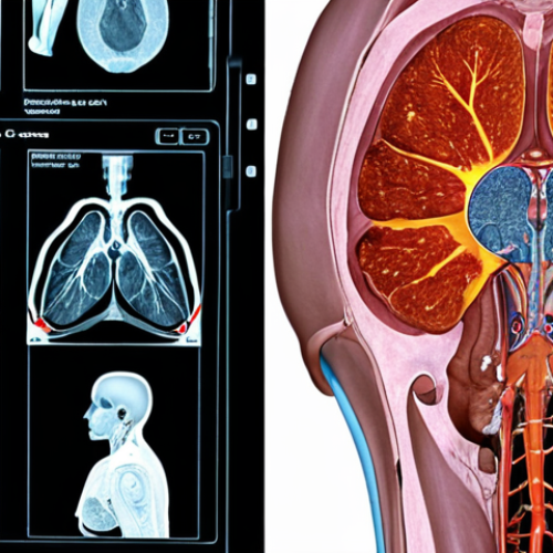 Home 18 **AI-powered cancer diagnosis:** An image showcasing artificial intelligence analyzing medical scans (e.g., X-rays, MRIs) to detect early signs of cancer. Focus on the technology and precision involved.