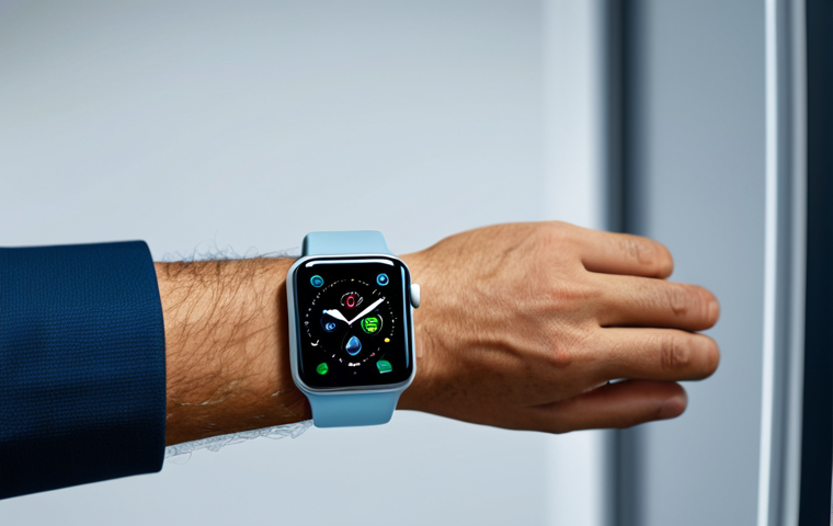A smart watch displaying health data on a wrist, fully clothed person, safe for work, appropriate content, perfect anatomy, natural proportions, family-friendly, modern design.